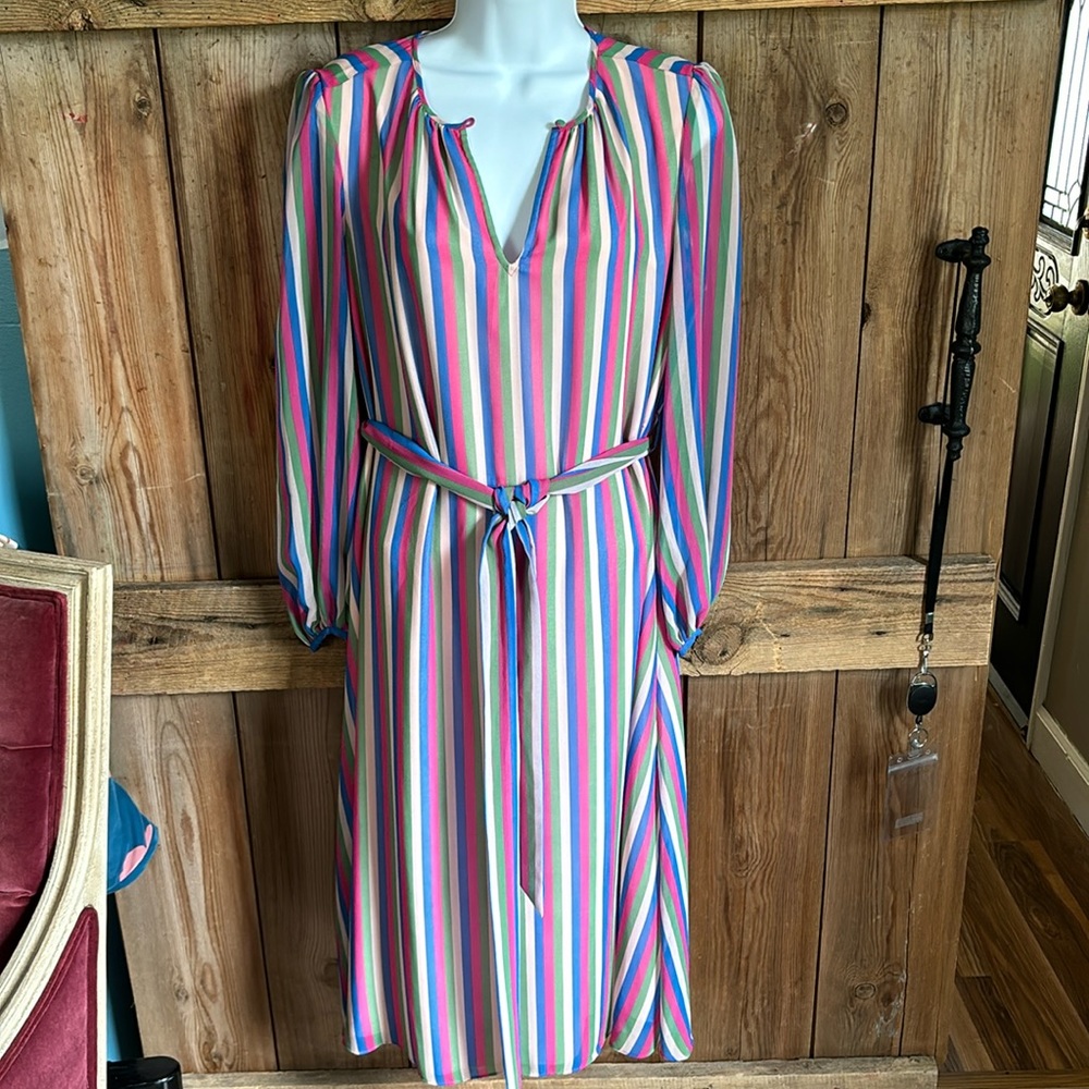Boden Multicolor Vertical Stripe Long Sleeve Dress